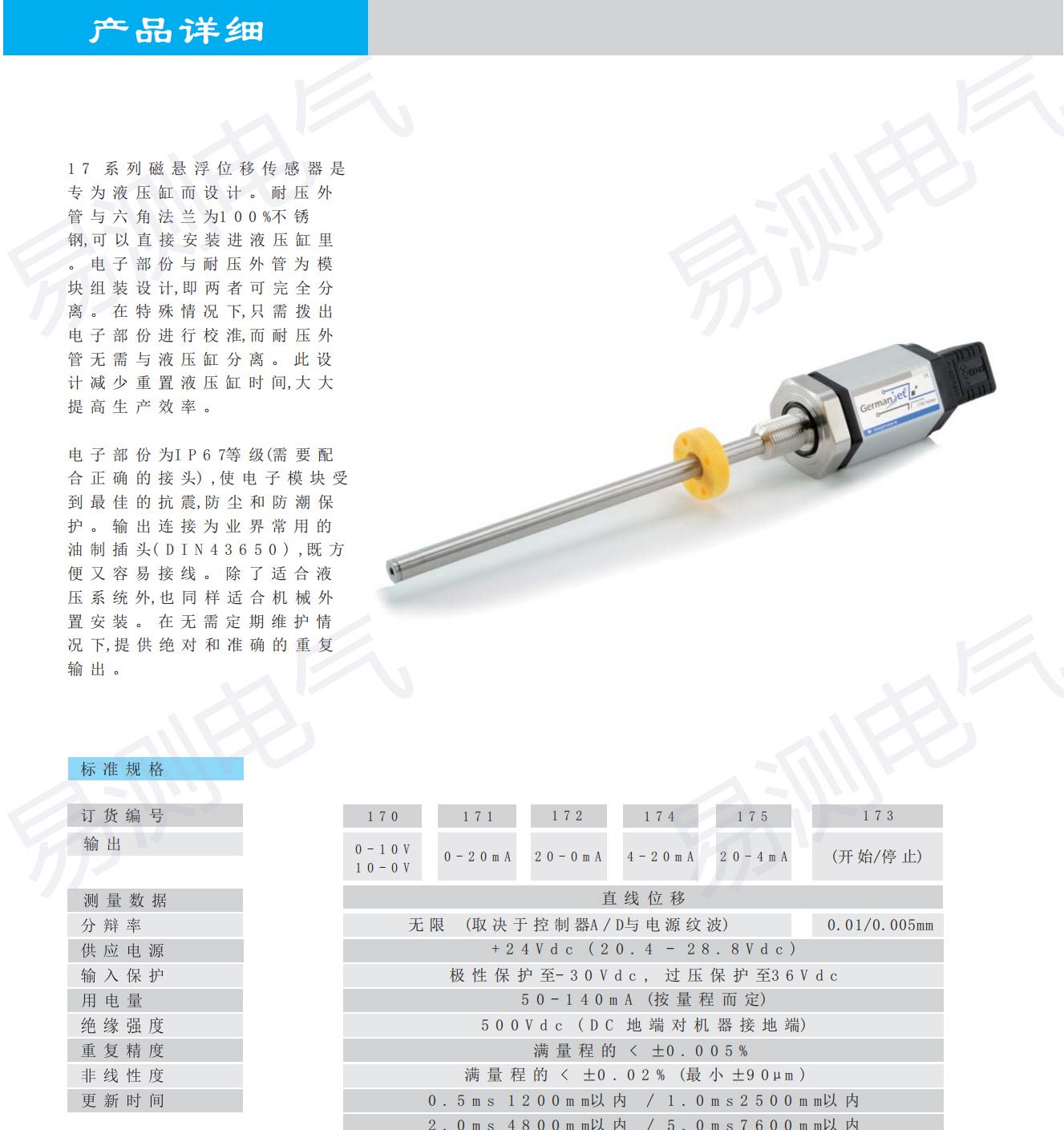 17series油缸内置磁致伸缩位移传感器1