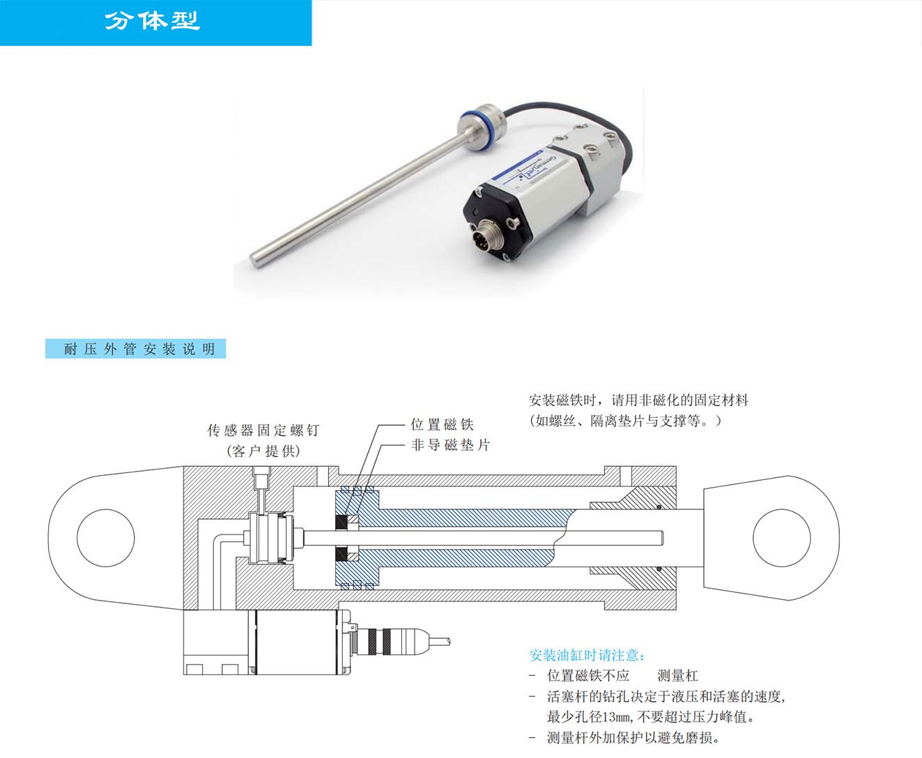 19seriesD型分体式磁致伸缩位移传感器