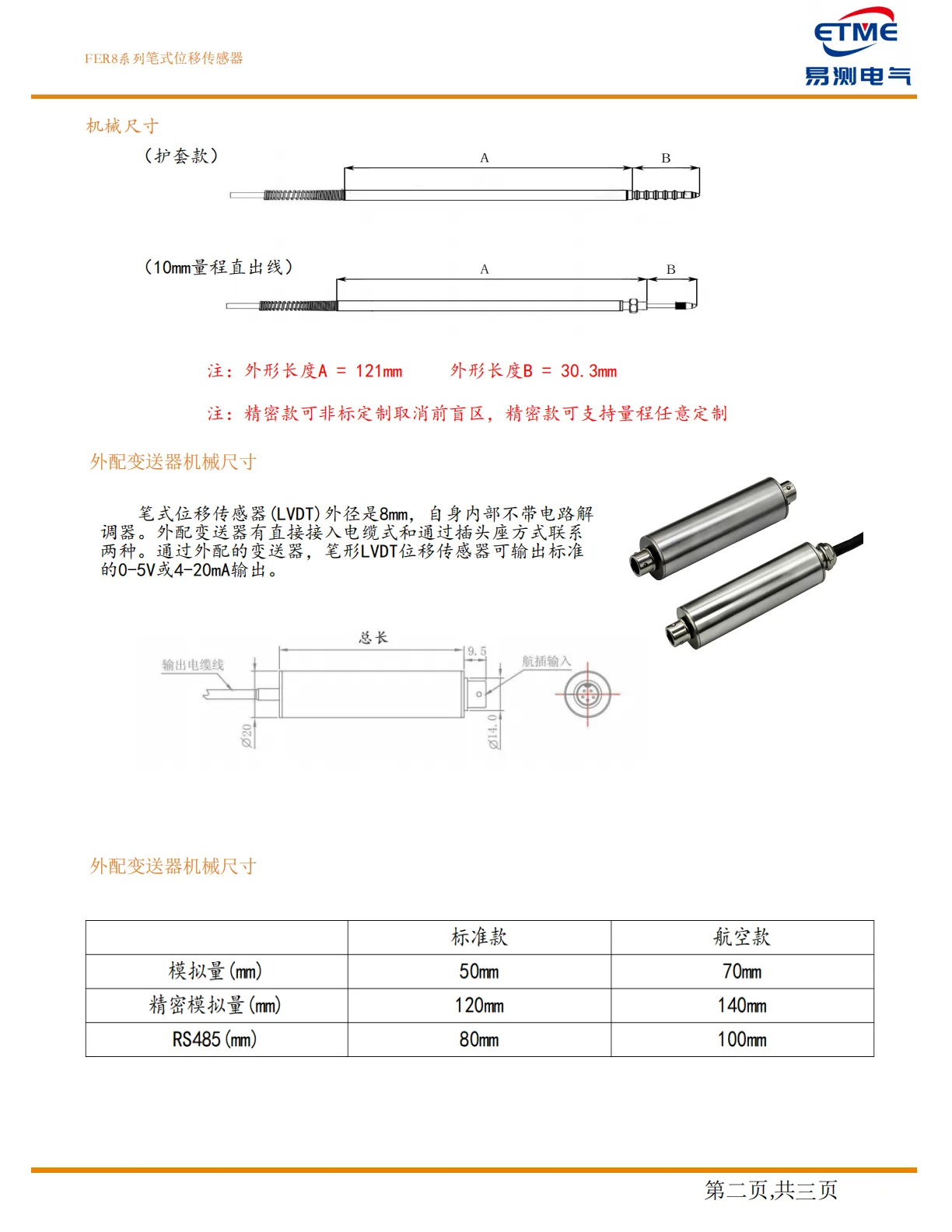 FER8 选型代码与信号输出