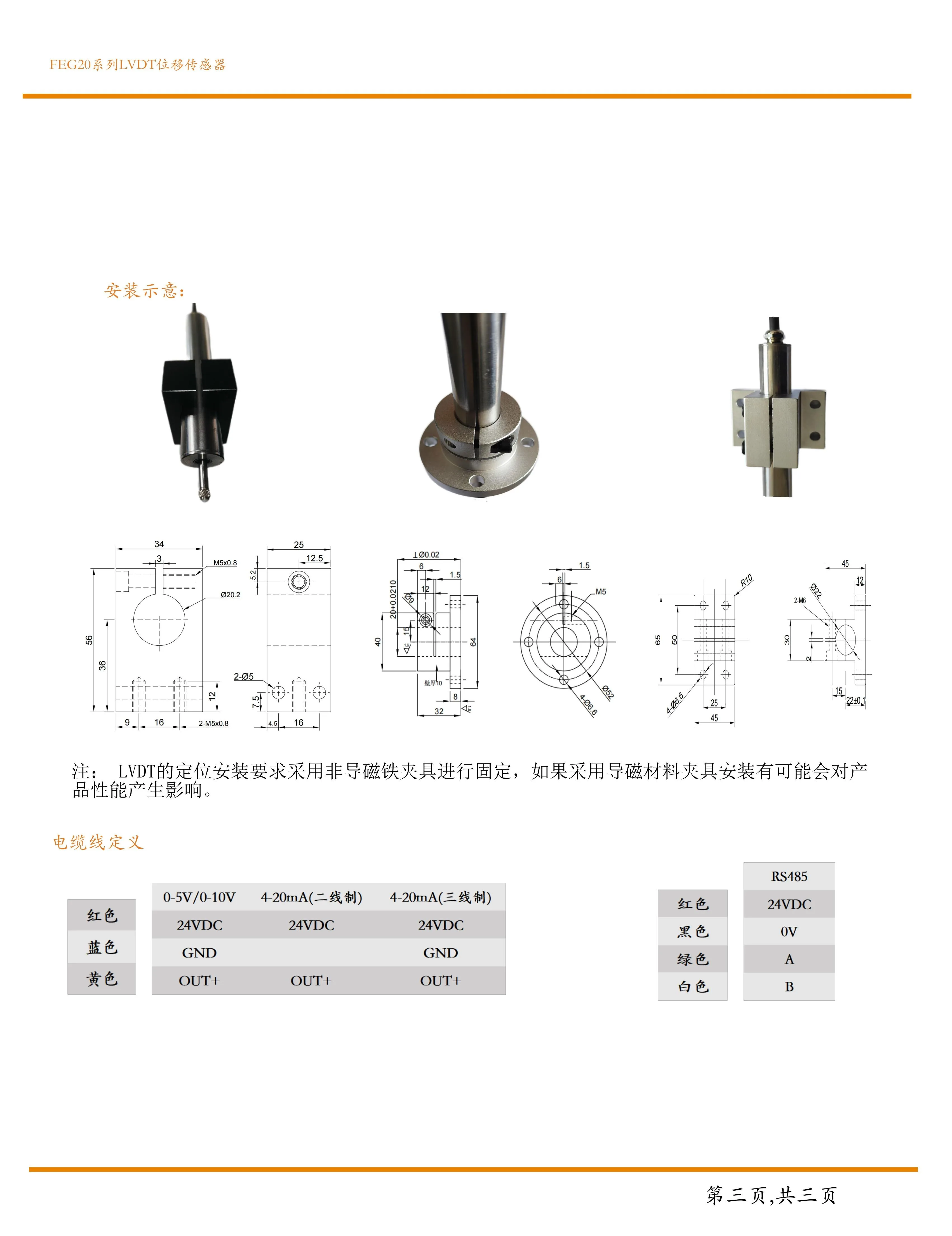 FEG20 安装与量程示意